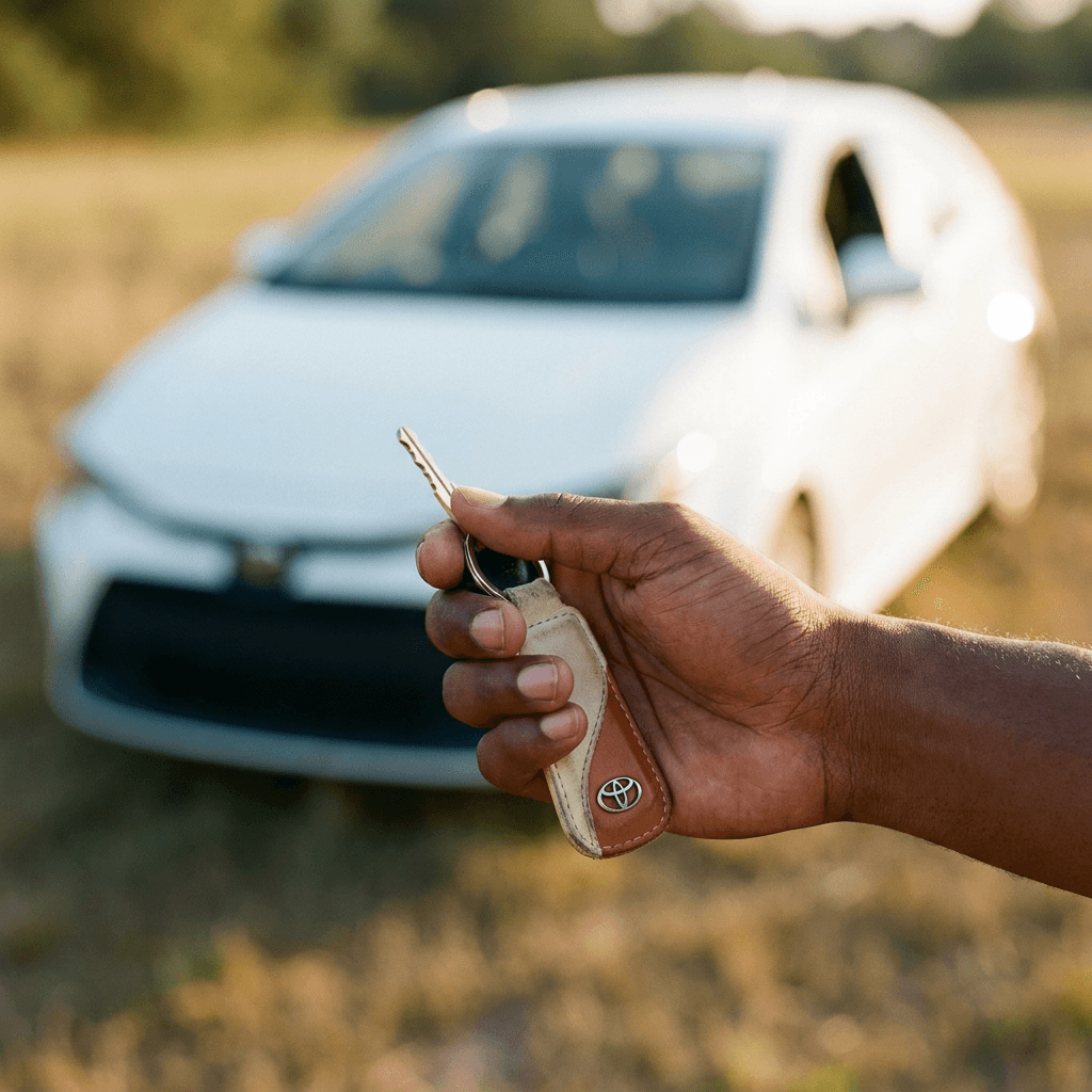 Keys handed over at a vehicle