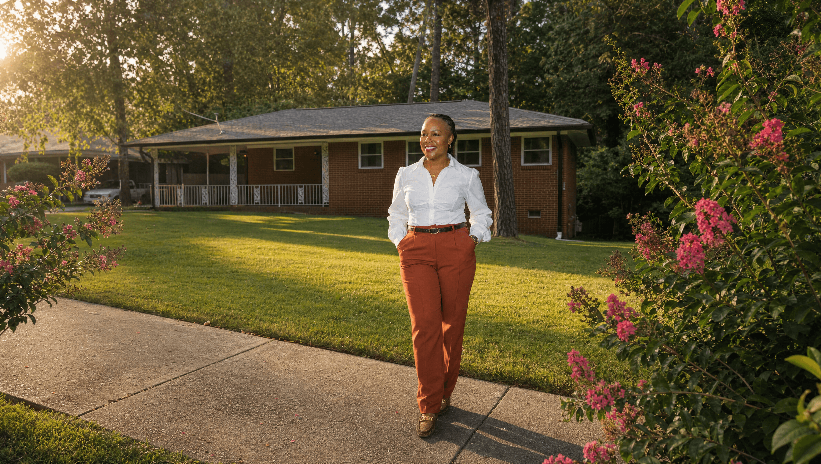Della Henry at a Southeast property at golden hour